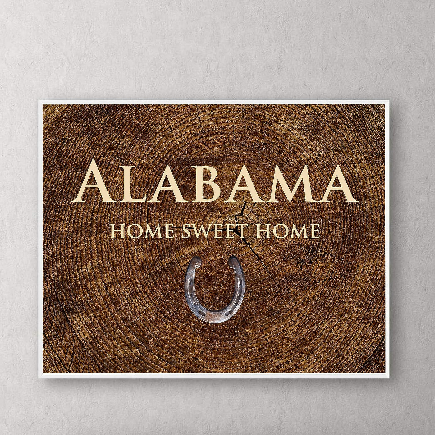 Alabama-Home Sweet Home State Wall Decor -10 x 8" Country Rustic Family Art Print-Ready to Frame. Home-Office-Welcome-Farmhouse Decor. Perfect Southern Housewarming Gift! Printed on Photo Paper.