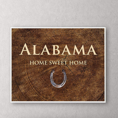 Alabama-Home Sweet Home State Wall Decor -10 x 8" Country Rustic Family Art Print-Ready to Frame. Home-Office-Welcome-Farmhouse Decor. Perfect Southern Housewarming Gift! Printed on Photo Paper.