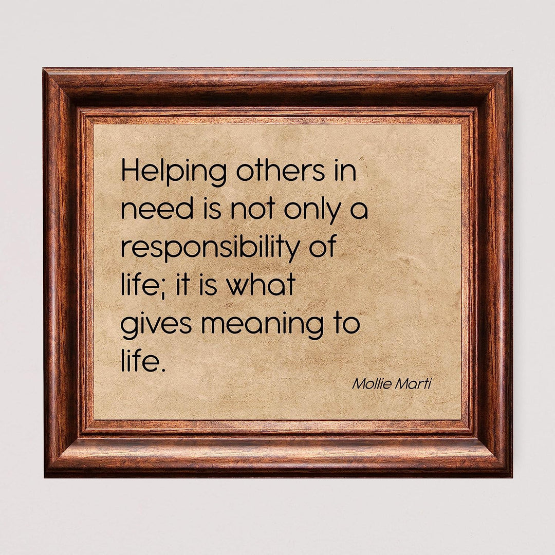 Helping Others In Need-Gives Meaning To Life Inspirational Quotes Wall Art -10x8" Distressed Typographic Poster Print-Ready to Frame. Positive Home-Office-Classroom-Christian Decor! Great Reminder!