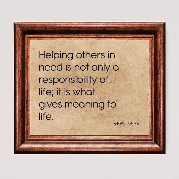 Helping Others In Need-Gives Meaning To Life Inspirational Quotes Wall Art -10x8" Distressed Typographic Poster Print-Ready to Frame. Positive Home-Office-Classroom-Christian Decor! Great Reminder!