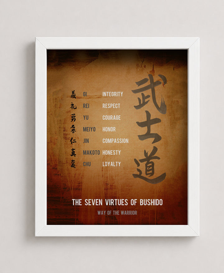 Seven Virtues of Bushido Inspirational Wall Art