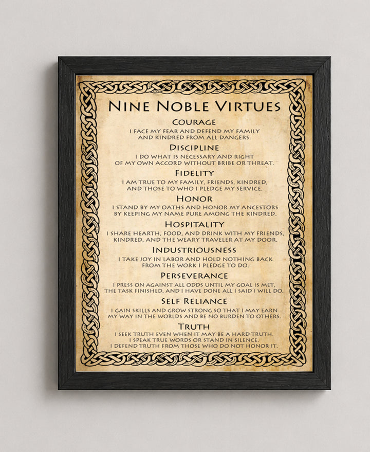 9 Noble Virtues and Affirmations Inspirational Wall Art