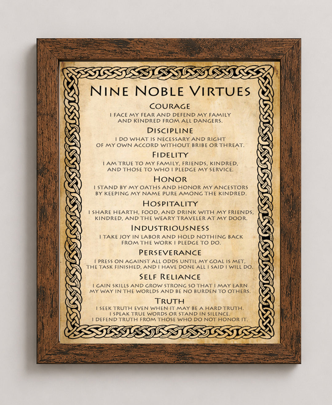 9 Noble Virtues and Affirmations Inspirational Wall Art