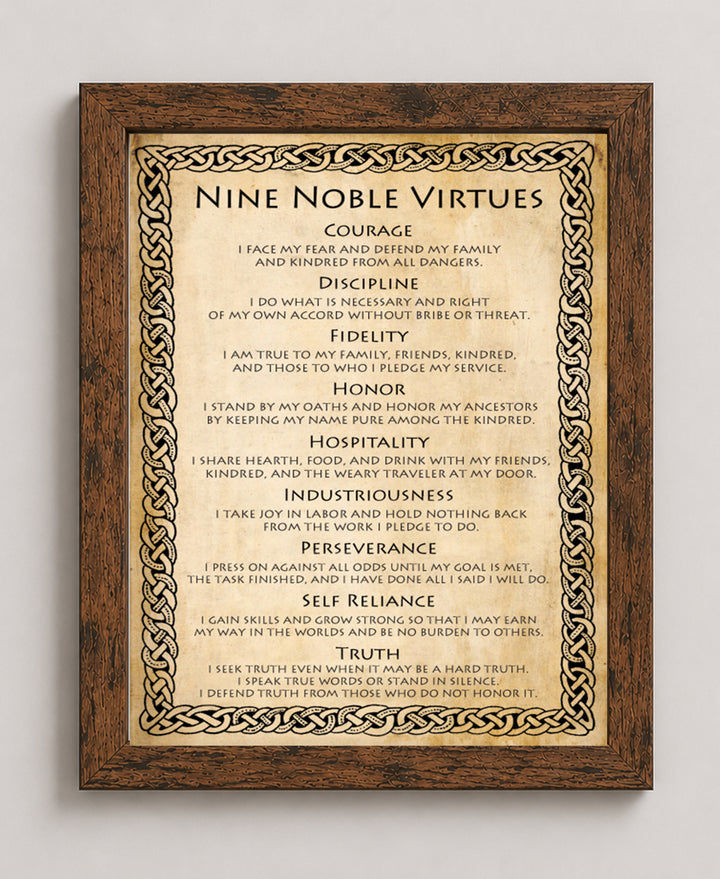 9 Noble Virtues and Affirmations Inspirational Wall Art