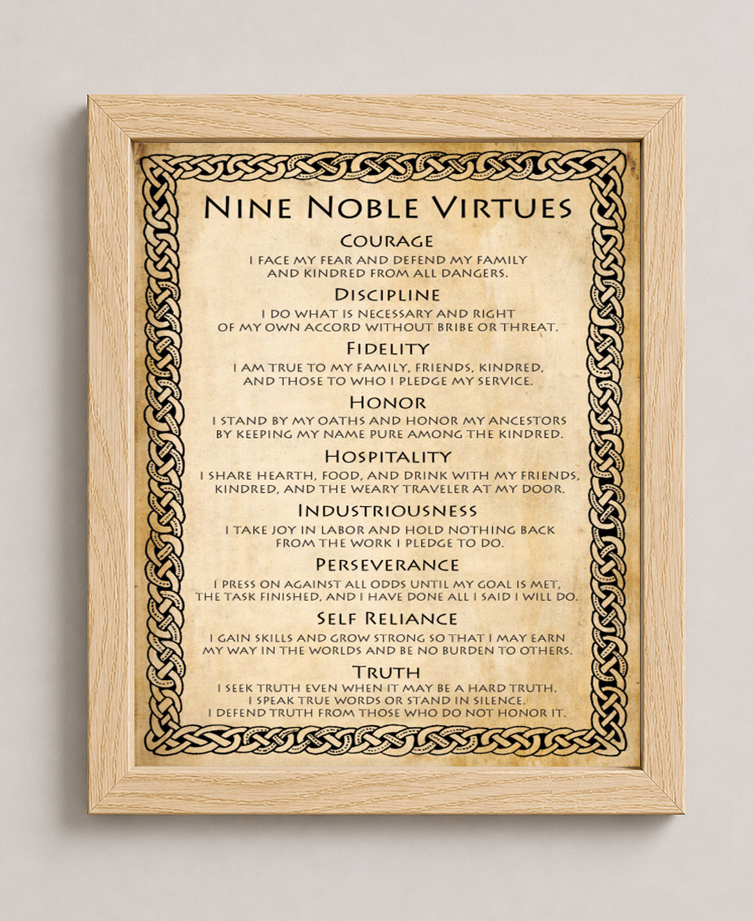9 Noble Virtues and Affirmations Inspirational Wall Art
