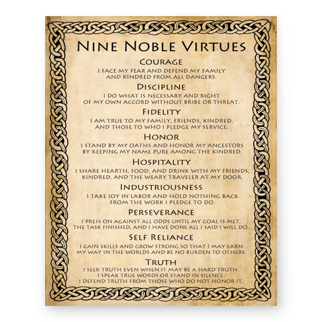 9 Noble Virtues and Affirmations Inspirational Wall Art