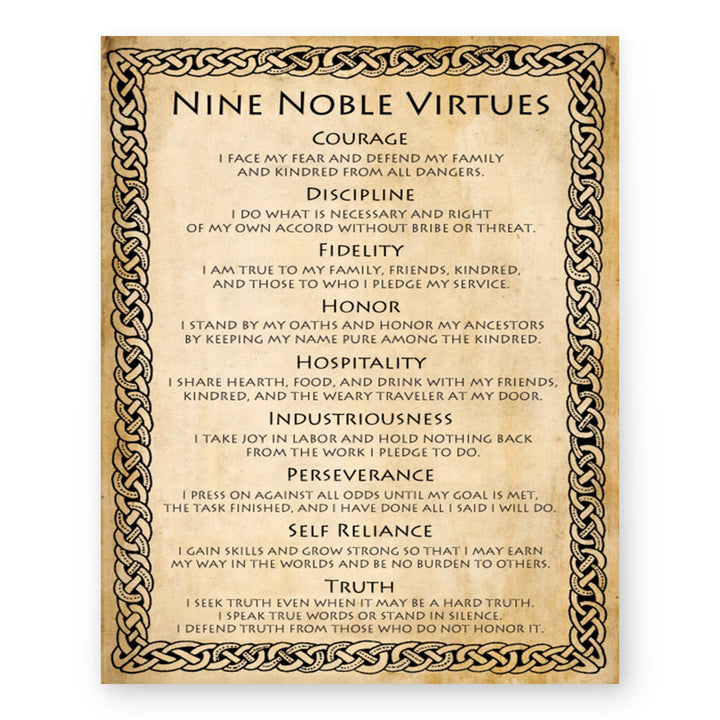 9 Noble Virtues and Affirmations Inspirational Wall Art