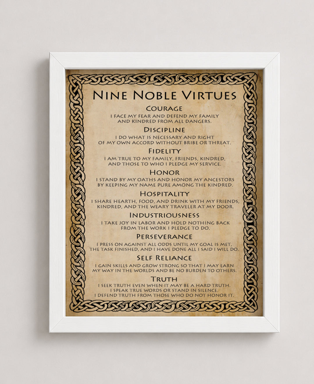 9 Noble Virtues and Affirmations Inspirational Wall Art