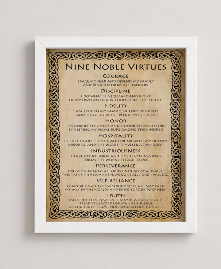9 Noble Virtues and Affirmations Inspirational Wall Art