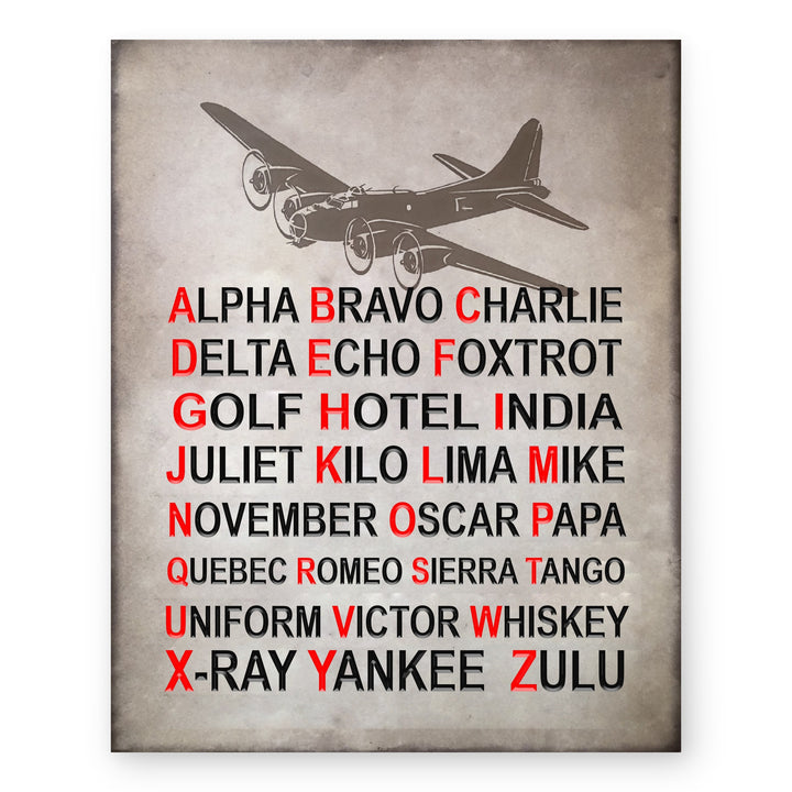 Alpha Bravo Charlie NATO Phonetic Alphabet Chart Military Wall Art