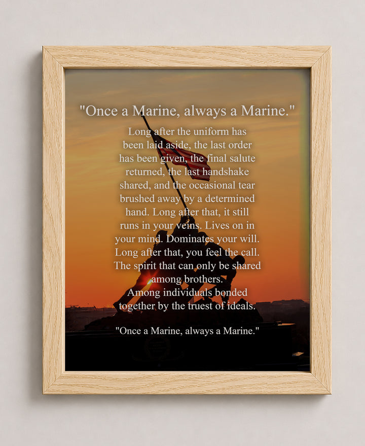 Once a Marine, Always a Marine Military Wall Art