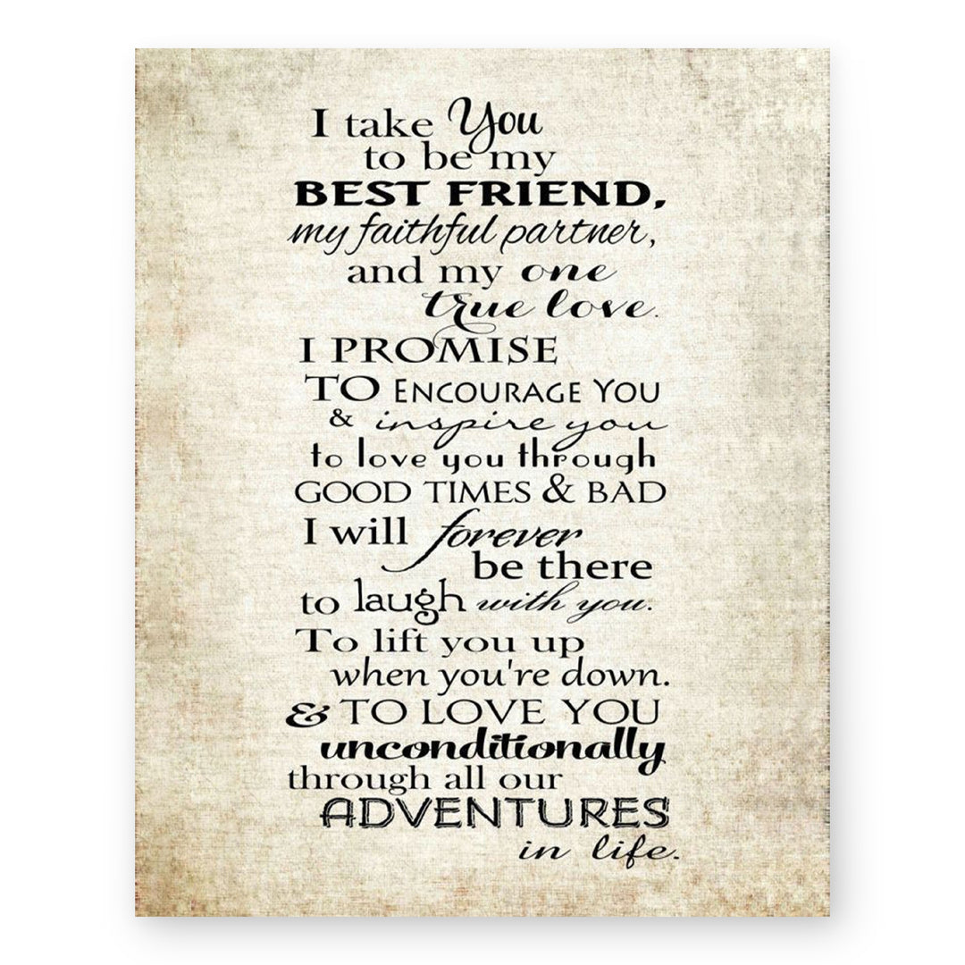I Take You to Be my Best Friend Inspirational Wall Art