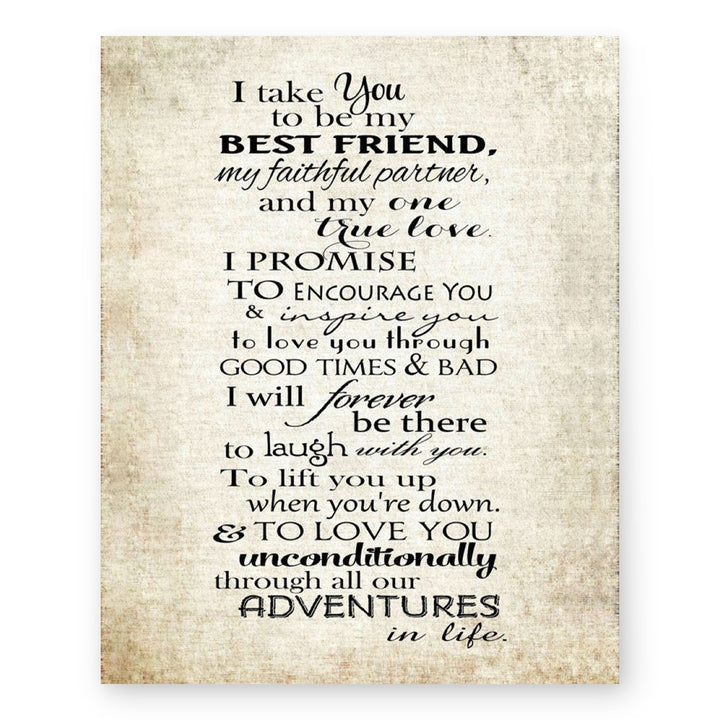 I Take You to Be my Best Friend Inspirational Wall Art