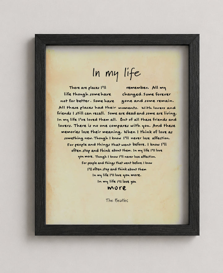 In My Life Music Wall Art
