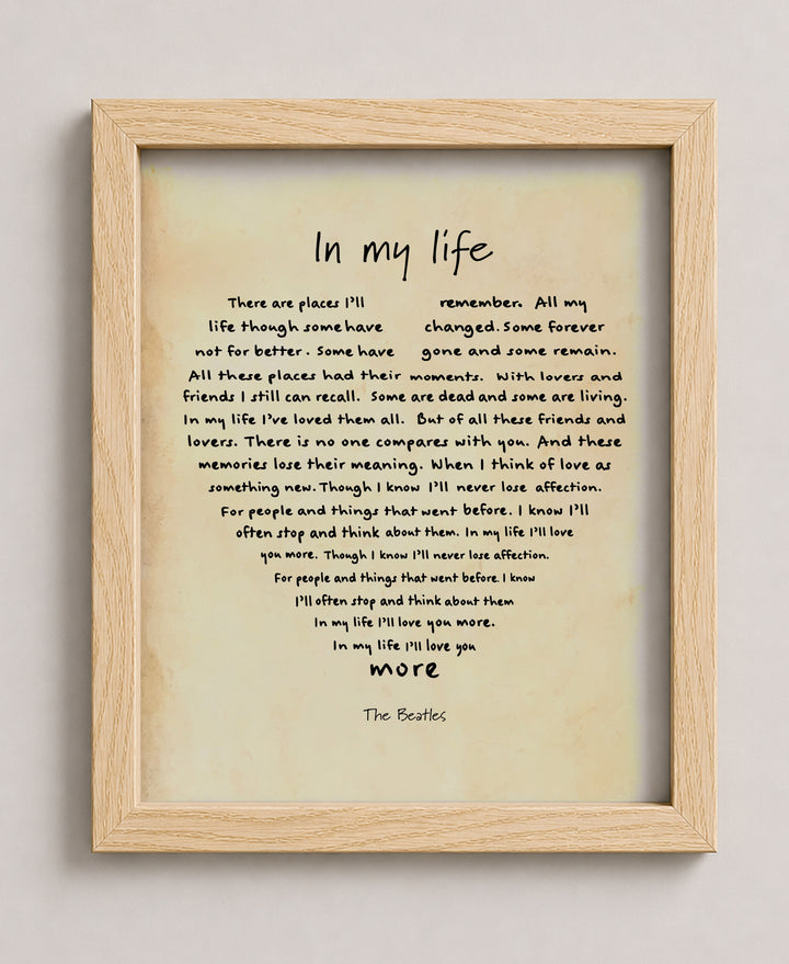 In My Life Music Wall Art