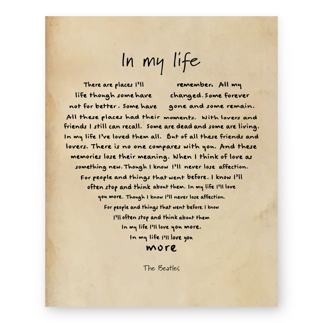 In My Life Music Wall Art