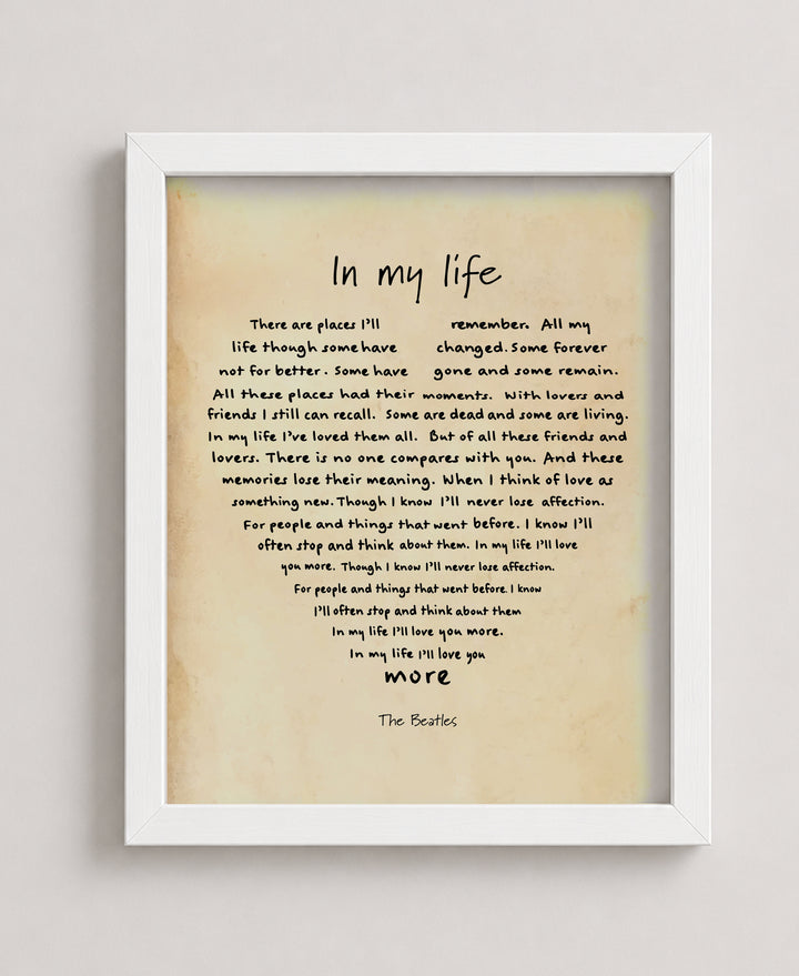 In My Life Music Wall Art