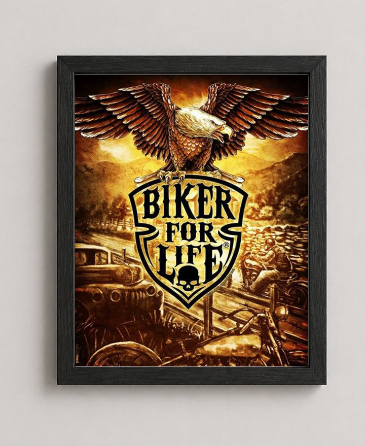 Biker for Life Retro Eagle &amp; Motorcycles Wall Inspirational Wall Art