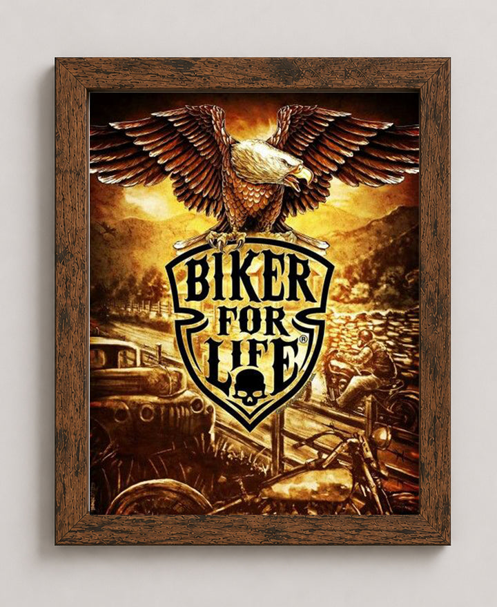 Biker for Life Retro Eagle &amp; Motorcycles Wall Inspirational Wall Art