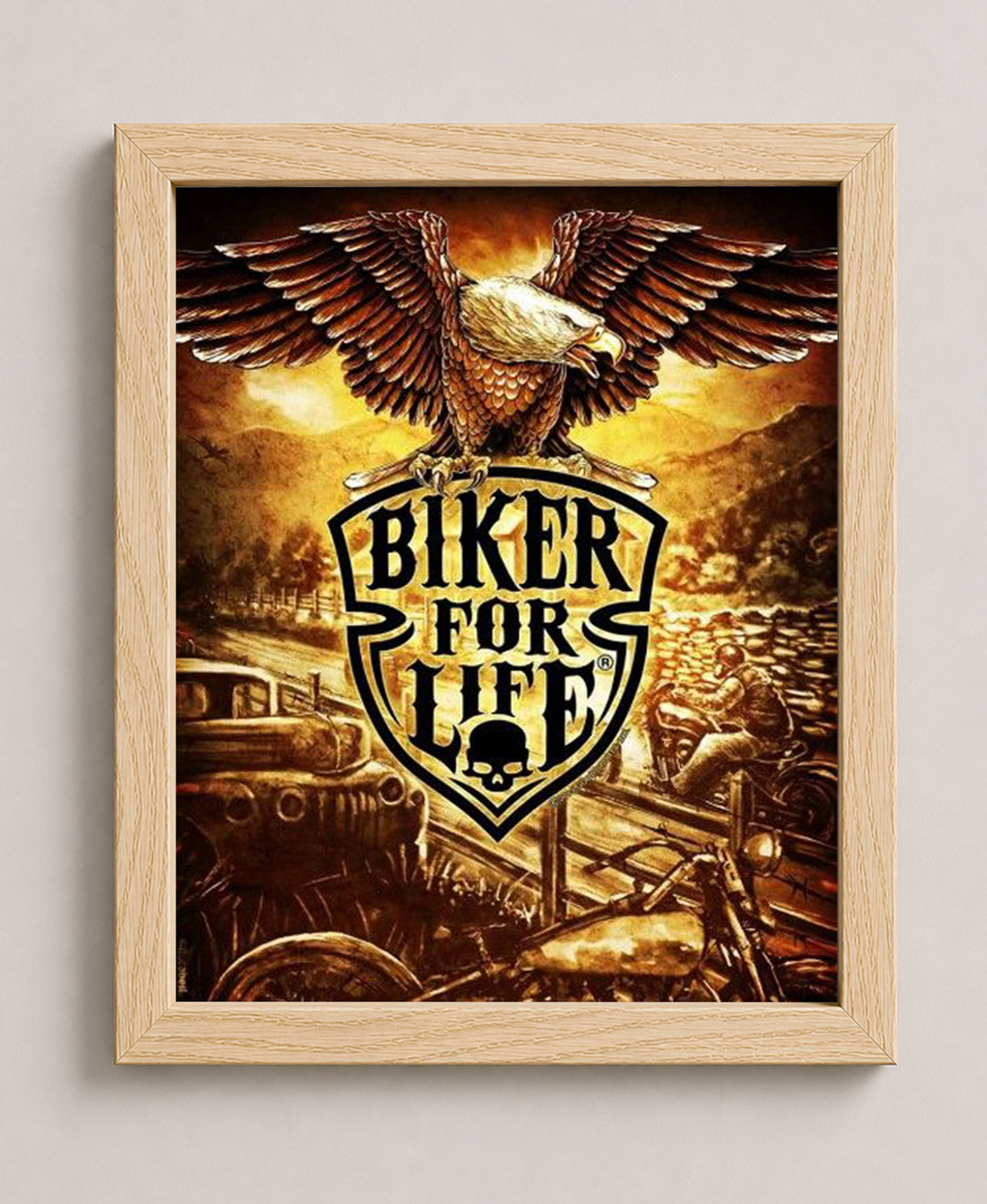 Biker for Life Retro Eagle &amp; Motorcycles Wall Inspirational Wall Art