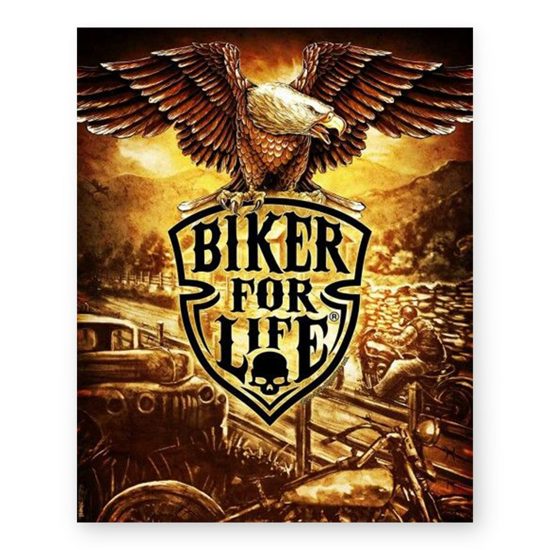 Biker for Life Retro Eagle &amp; Motorcycles Wall Inspirational Wall Art