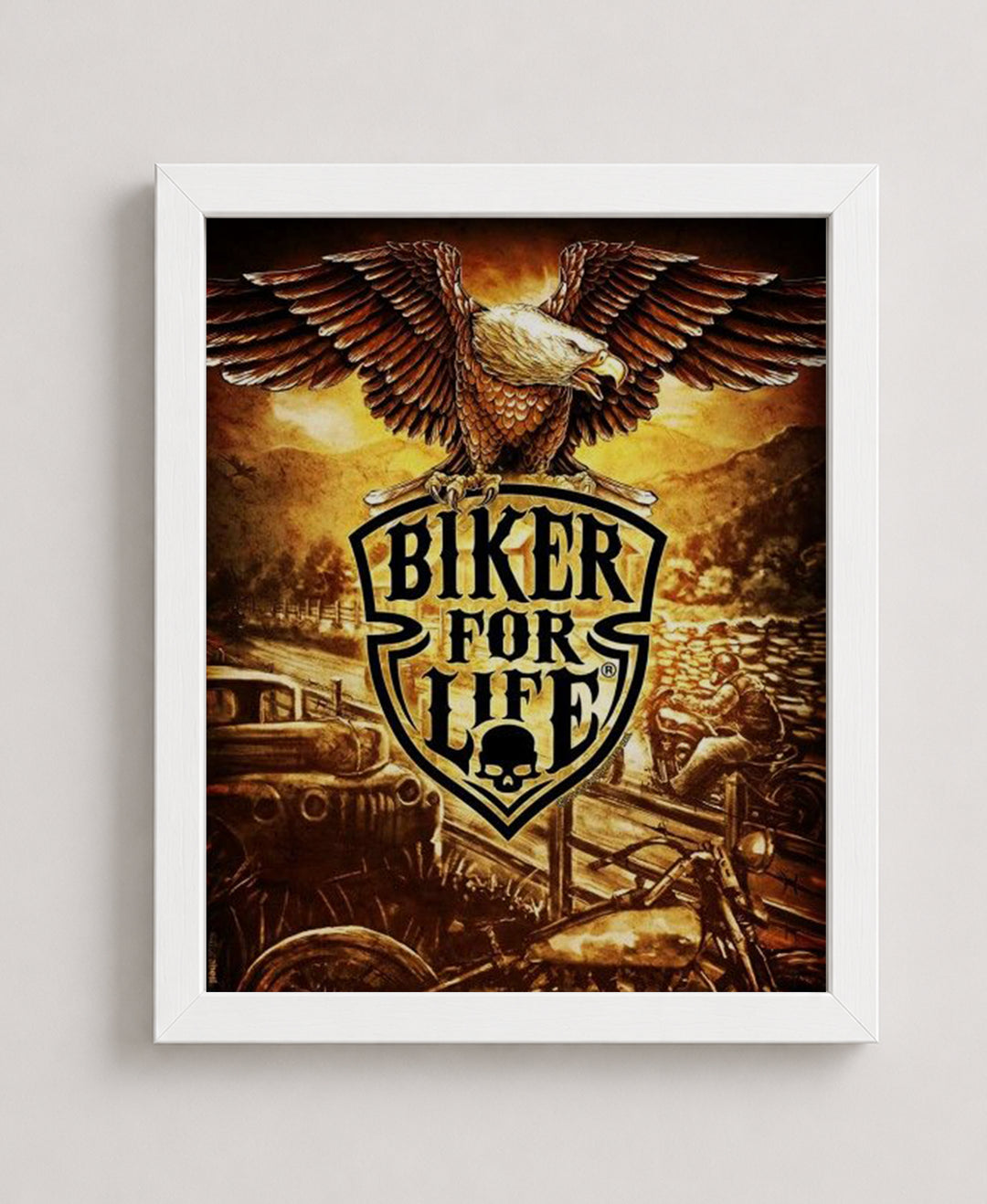 Biker for Life Retro Eagle &amp; Motorcycles Wall Inspirational Wall Art