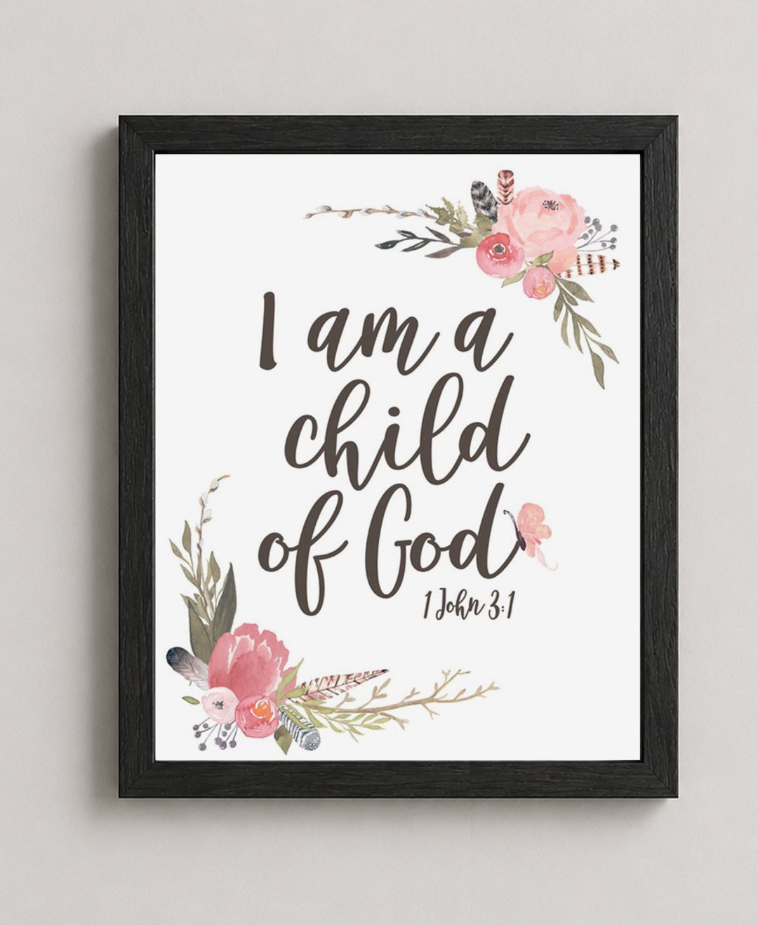 I Am a Child of God Floral Christian Wall Art