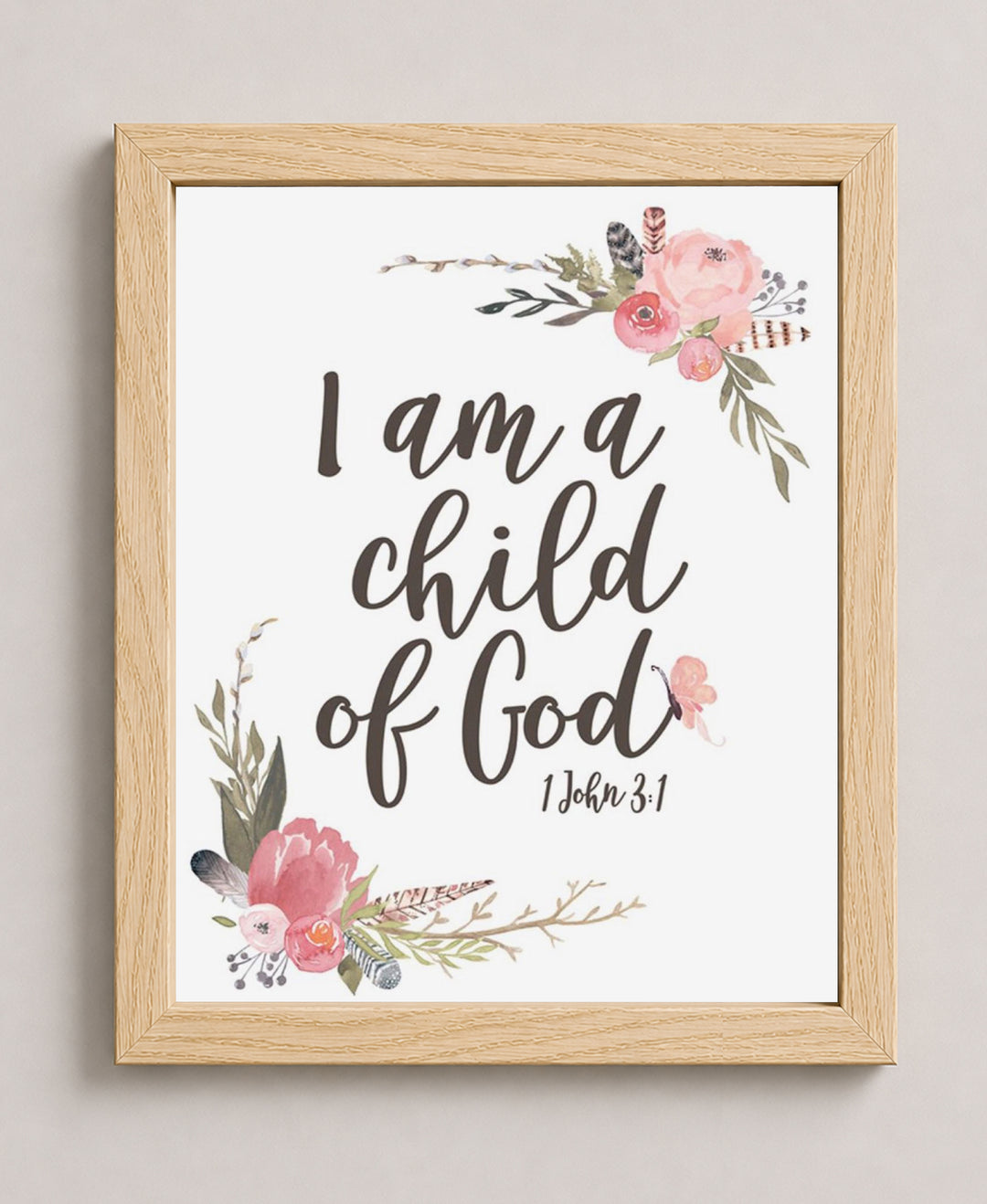 I Am a Child of God Floral Christian Wall Art
