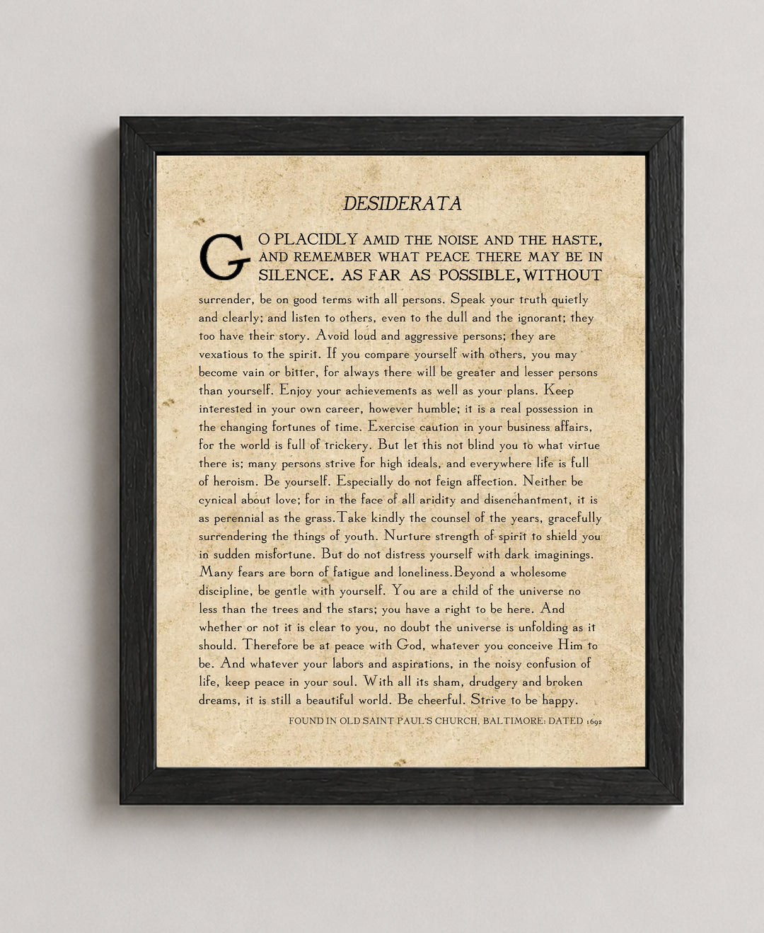 Desiderata By Max Ehrmann Vintage Poetry Inspirational Wall Art