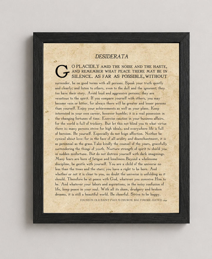 Desiderata By Max Ehrmann Vintage Poetry Inspirational Wall Art