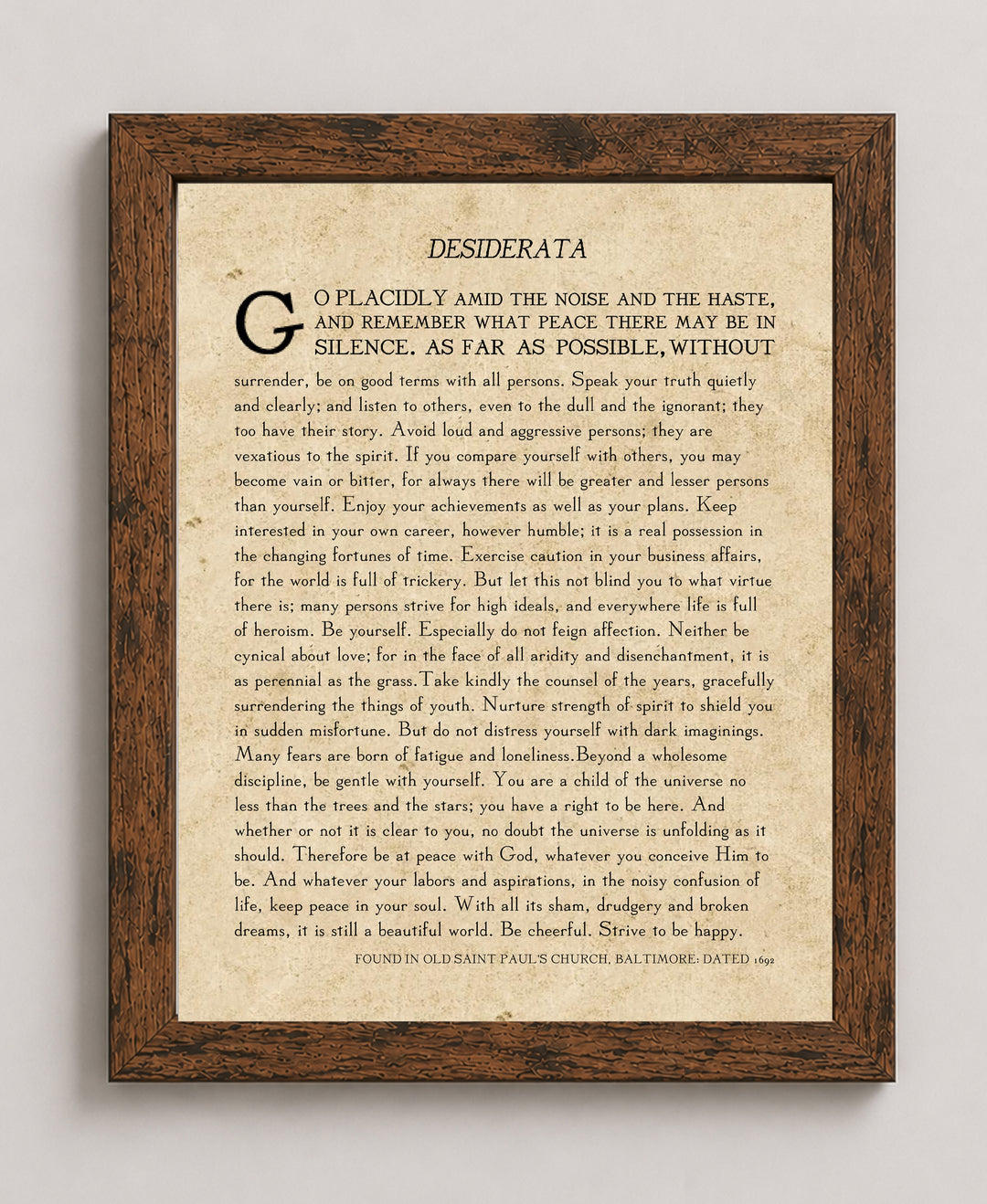 Desiderata By Max Ehrmann Vintage Poetry Inspirational Wall Art