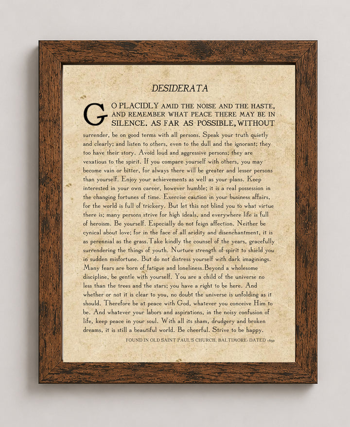 Desiderata By Max Ehrmann Vintage Poetry Inspirational Wall Art