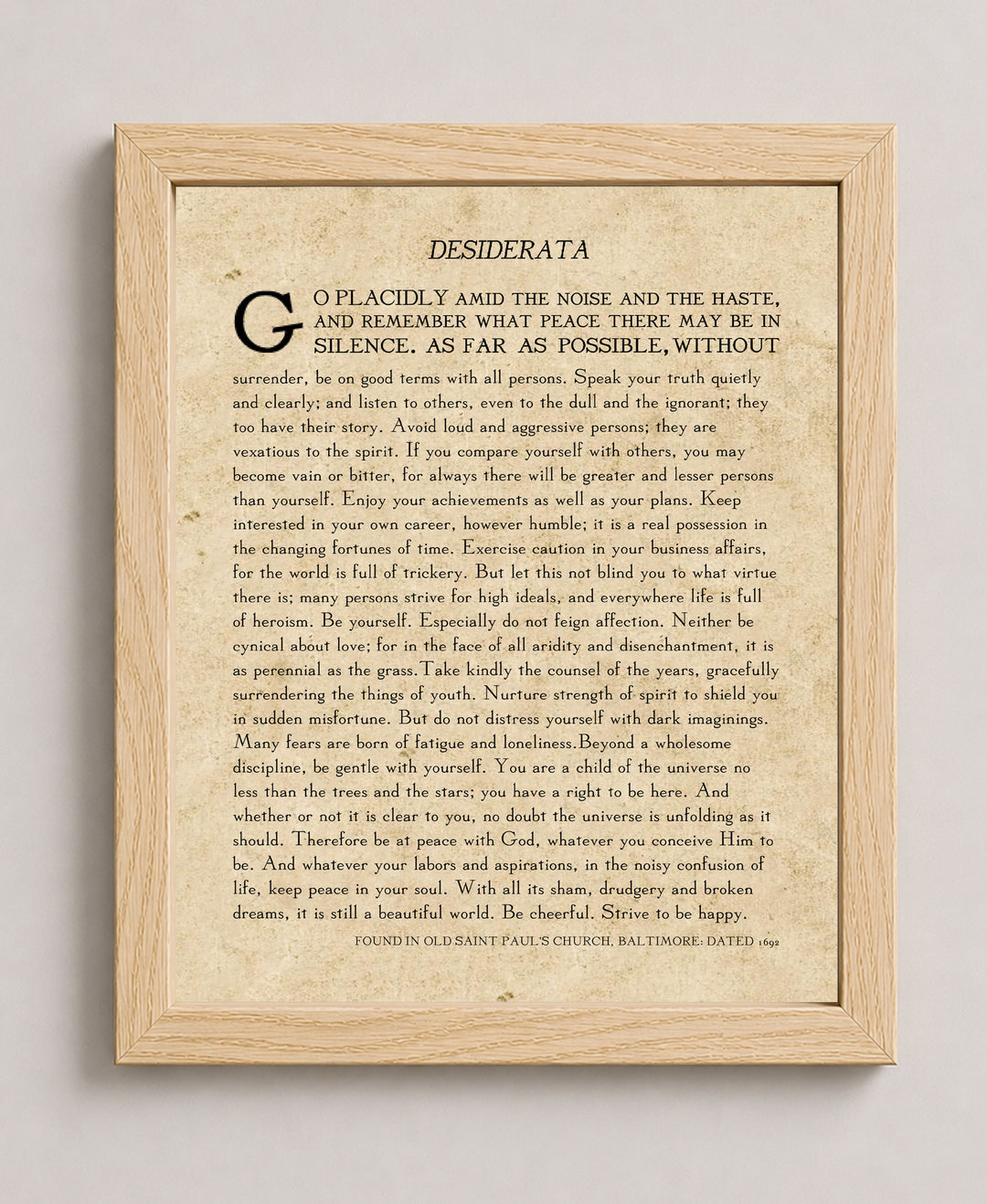 Desiderata By Max Ehrmann Vintage Poetry Inspirational Wall Art