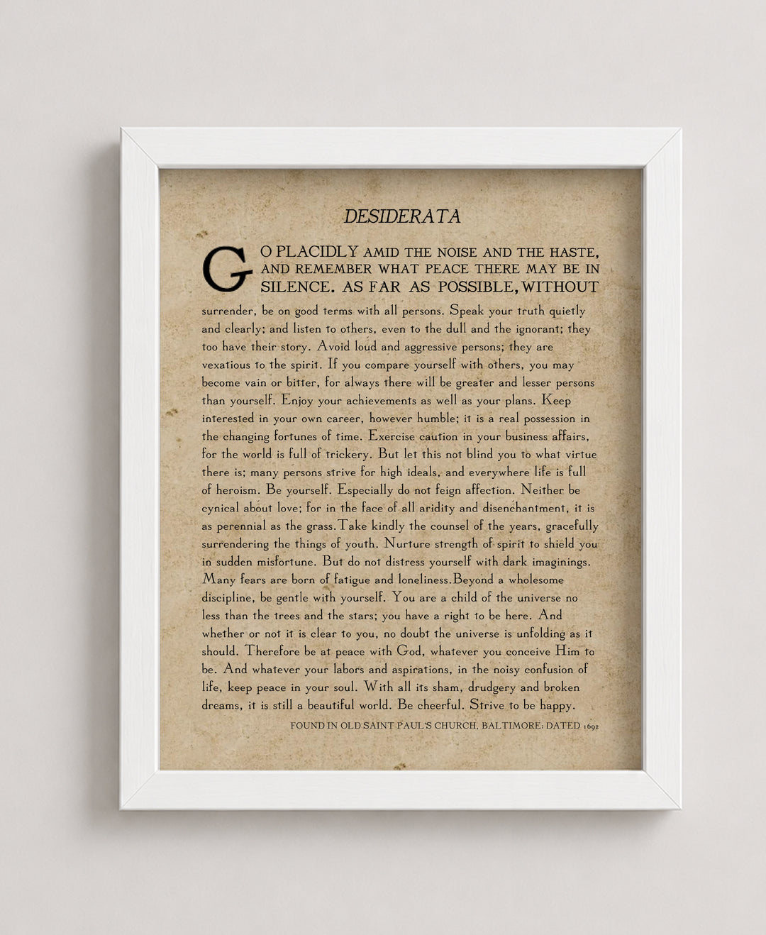 Desiderata By Max Ehrmann Vintage Poetry Inspirational Wall Art