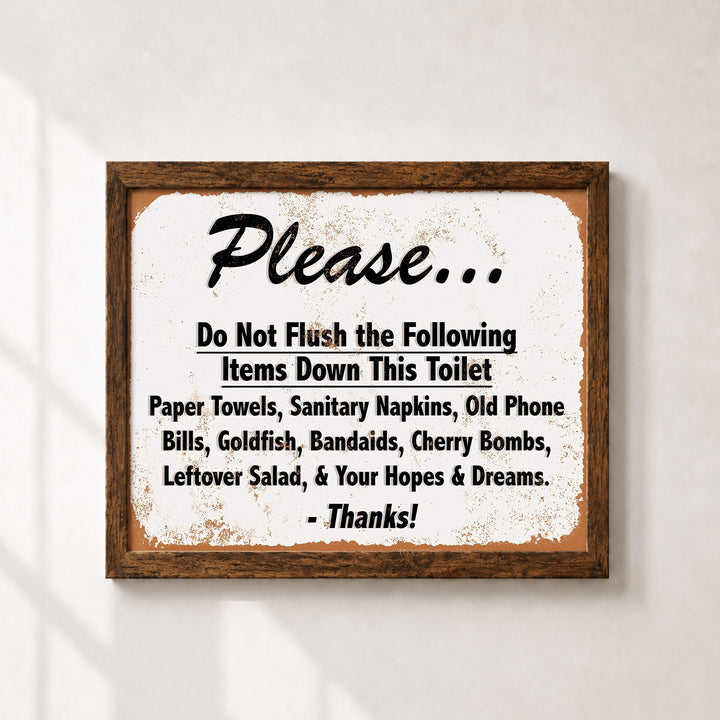Do Not Flush Down Toilet Vintage Funny Bathroom Wall Art