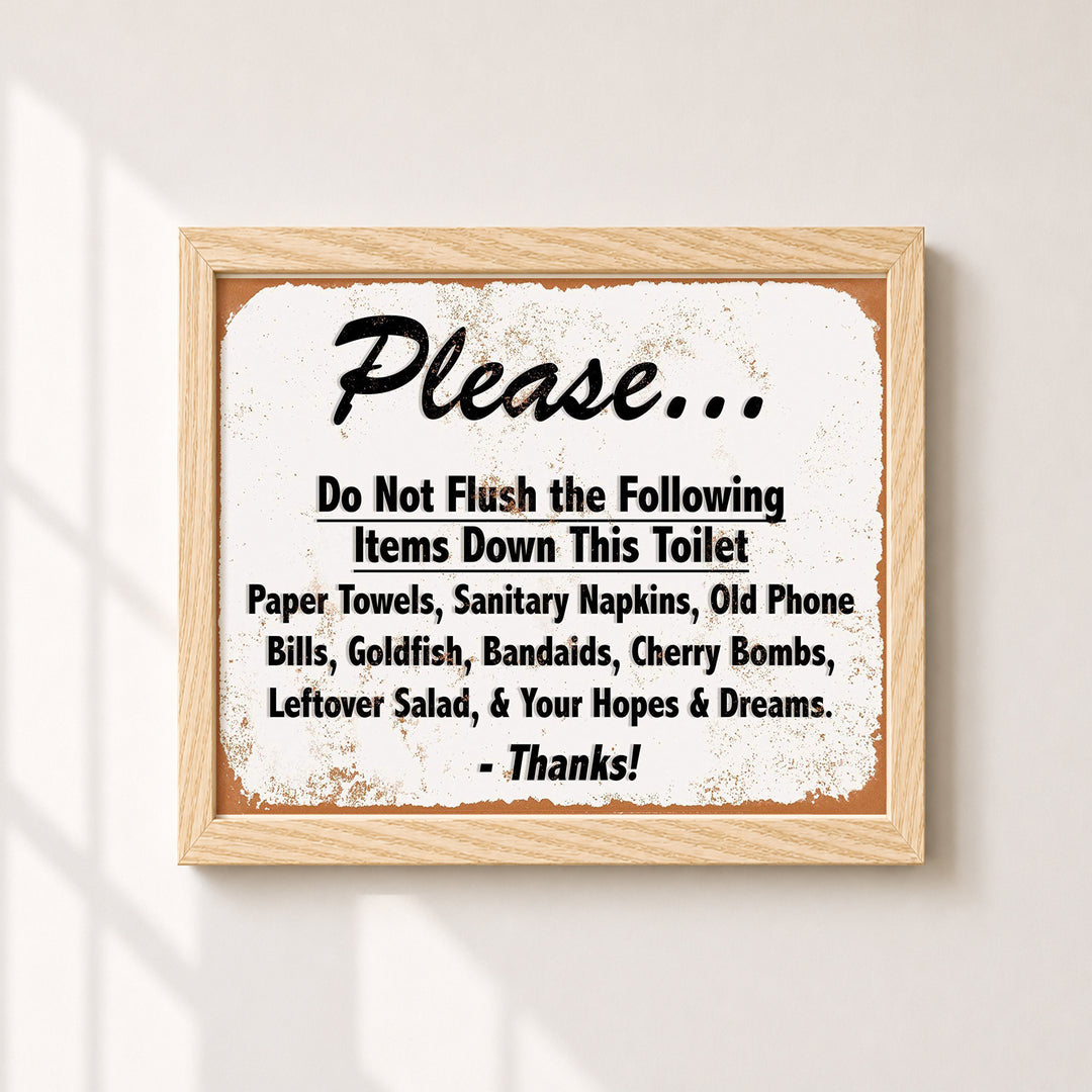 Do Not Flush Down Toilet Vintage Funny Bathroom Wall Art