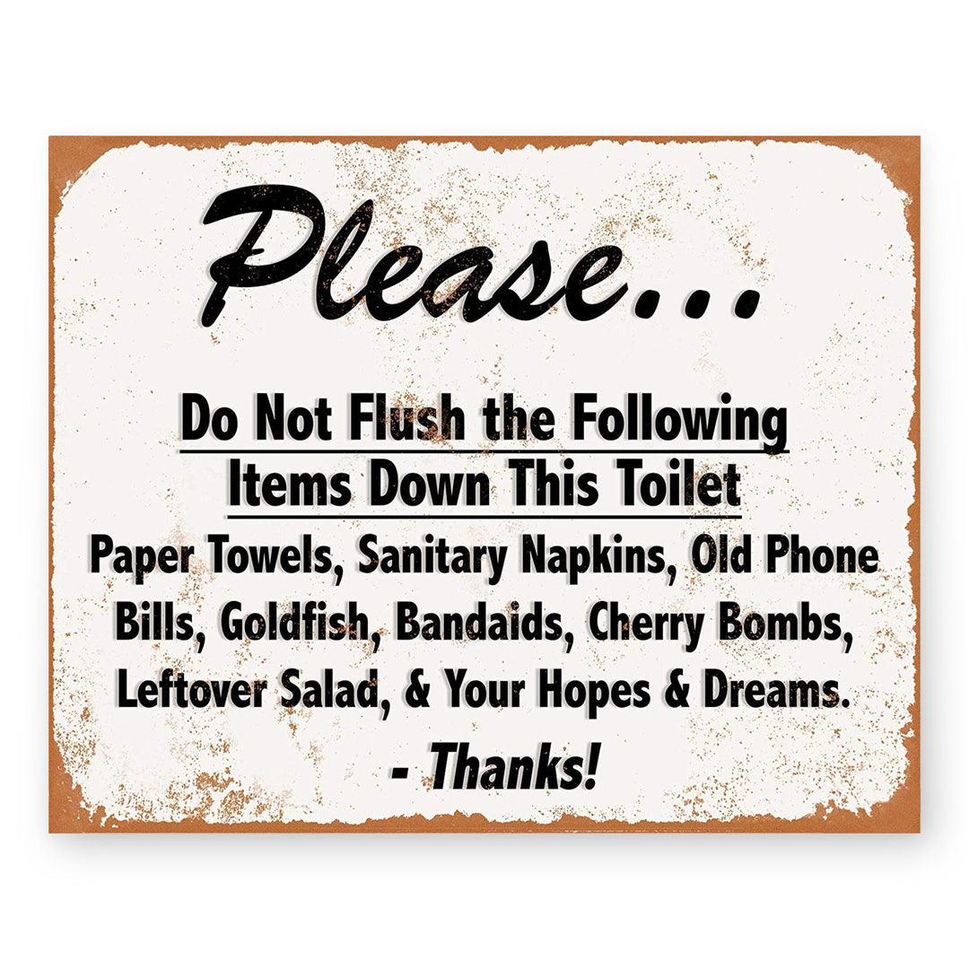 Do Not Flush Down Toilet Vintage Funny Bathroom Wall Art