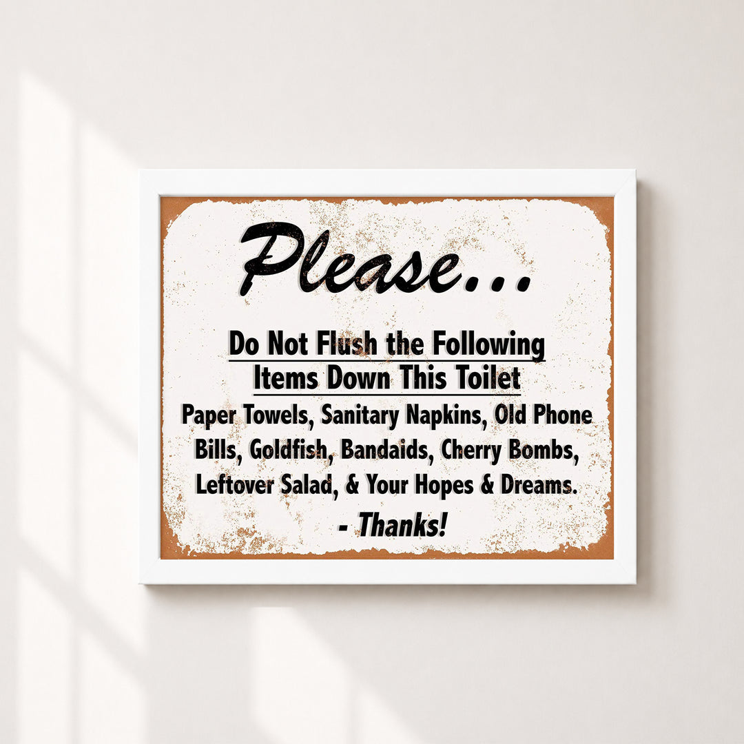 Do Not Flush Down Toilet Vintage Funny Bathroom Wall Art