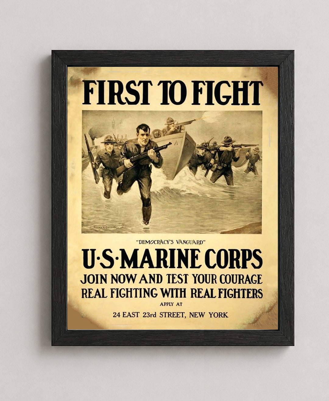 First to Fight Vintage Military Inspirational Wall Art