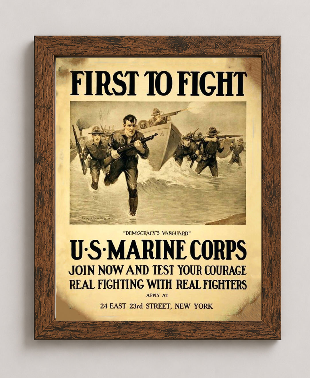 First to Fight Vintage Military Inspirational Wall Art
