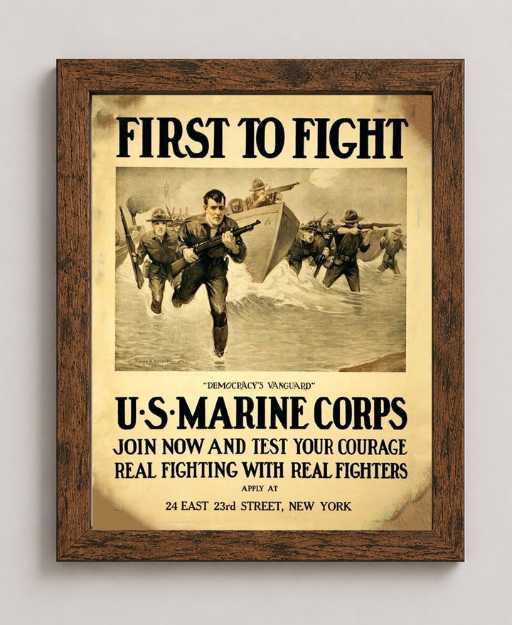 First to Fight Vintage Military Inspirational Wall Art