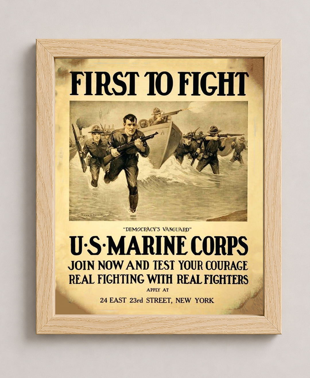 First to Fight Vintage Military Inspirational Wall Art