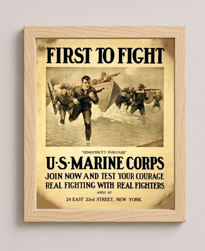 First to Fight Vintage Military Inspirational Wall Art