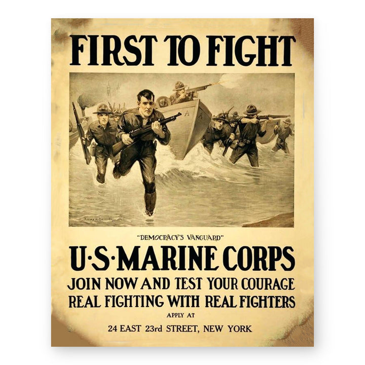 First to Fight Vintage Military Inspirational Wall Art