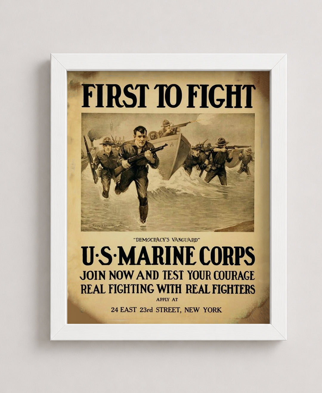 First to Fight Vintage Military Inspirational Wall Art