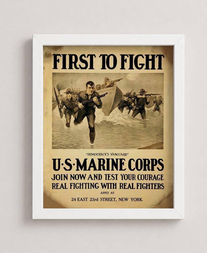 First to Fight Vintage Military Inspirational Wall Art