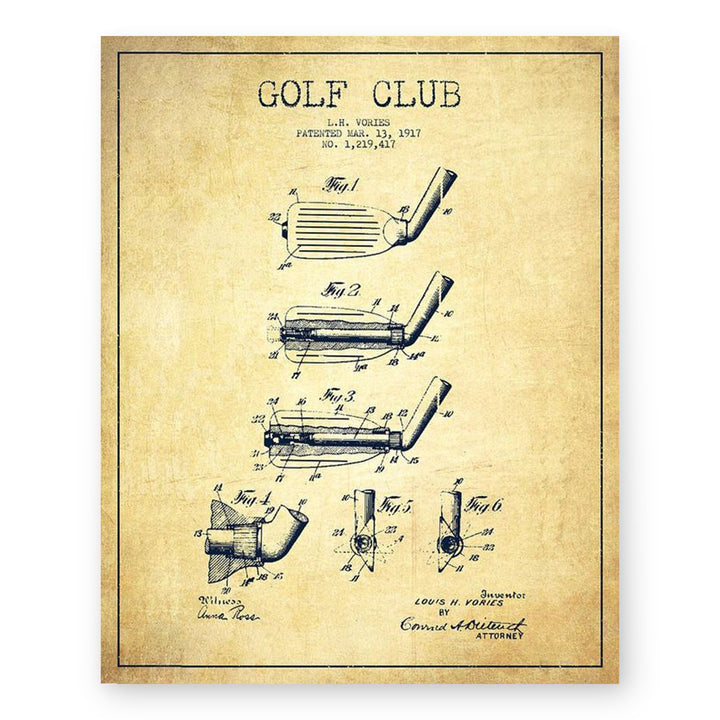 Golf Patent Blueprint Wall Art Set of 4 Inspirational Wall Art