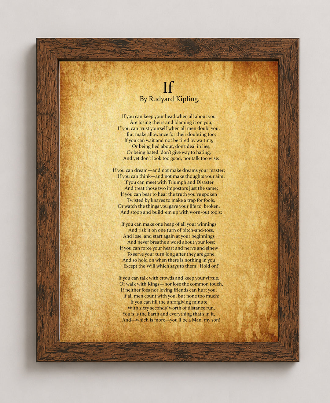 If by Rudyard Kipling Poem Inspirational Wall Art