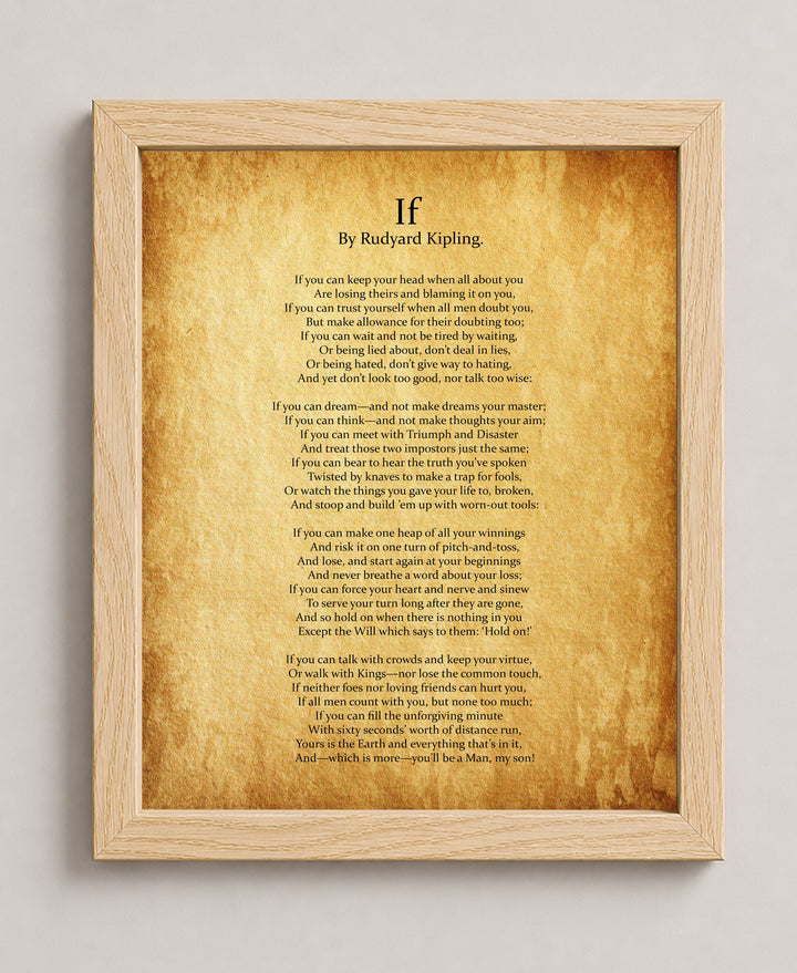 If by Rudyard Kipling Poem Inspirational Wall Art