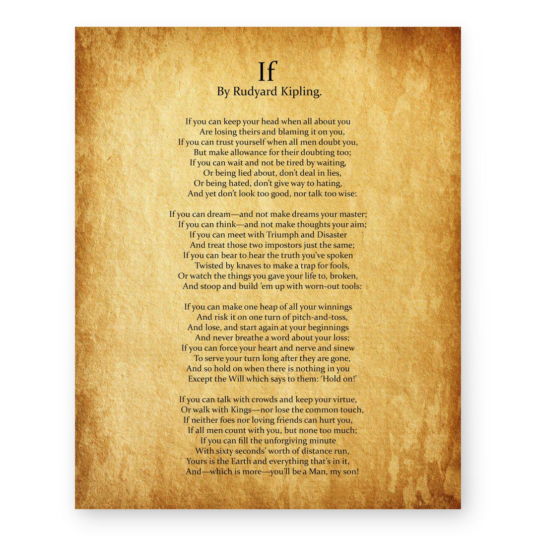 If by Rudyard Kipling Poem Inspirational Wall Art